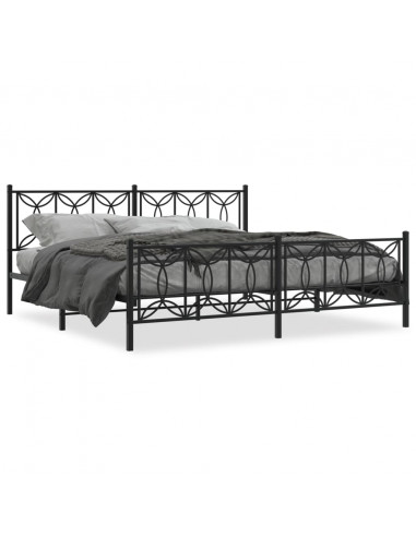 Giroletto con Testiera e Pediera Metallo Nero 193x203 cm