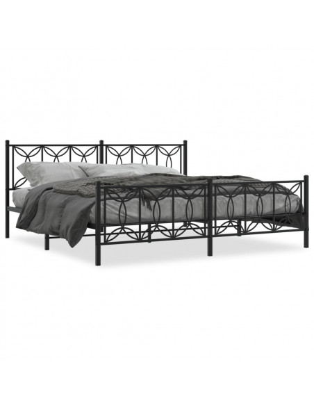 Giroletto con Testiera e Pediera Metallo Nero 193x203 cm