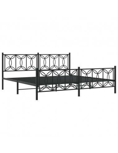 Giroletto con Testiera e Pediera Metallo Nero 193x203 cm