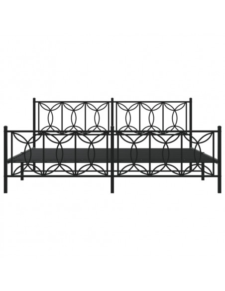 Giroletto con Testiera e Pediera Metallo Nero 193x203 cm