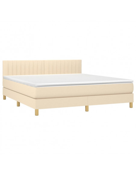 Letto a Molle con Materasso e LED Crema 180x200 cm in Tessuto