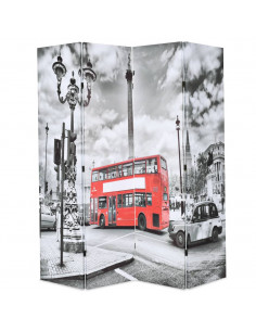 Paravento Pieghevole 160x170 cm Stampa Bus Londra Bianco e Nero 2