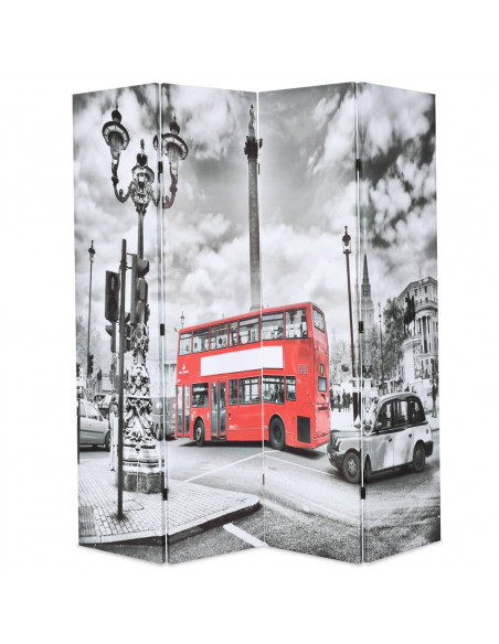 Paravento Pieghevole 160x170 cm Stampa Bus Londra Bianco e Nero