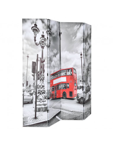 Paravento Pieghevole 160x170 cm Stampa Bus Londra Bianco e Nero