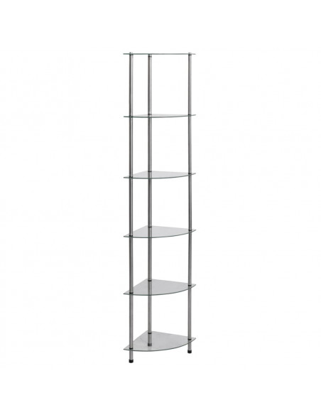 Scaffale a 6 Livelli Trasparente 30x30x160 cm Vetro Temperato