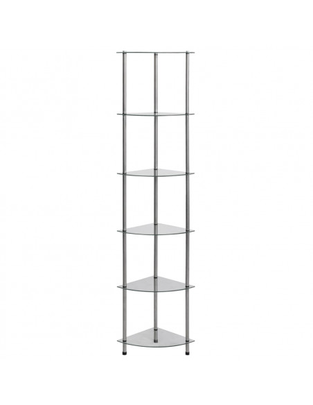 Scaffale a 6 Livelli Trasparente 30x30x160 cm Vetro Temperato