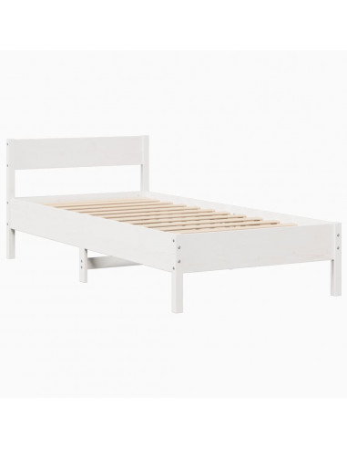 Giroletto senza Materasso Bianco 100x200 cm Legno Massello Pino