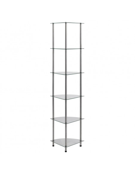 Scaffale a 6 Livelli Trasparente 30x30x160 cm Vetro Temperato