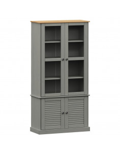 Vetrina VIGO 85x35x170 cm in Legno Massello di Pino Grigio 2