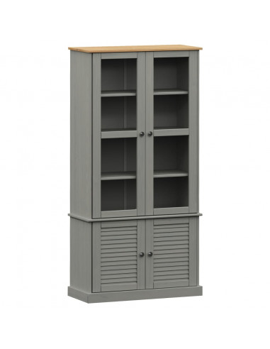 Vetrina VIGO 85x35x170 cm in Legno Massello di Pino Grigio