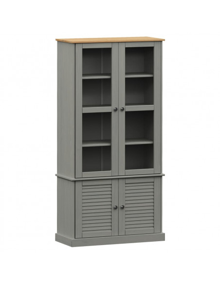 Vetrina VIGO 85x35x170 cm in Legno Massello di Pino Grigio
