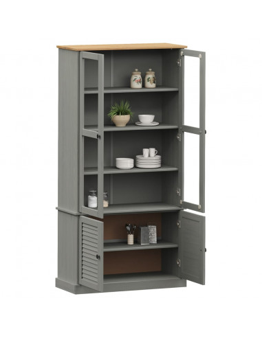 Vetrina VIGO 85x35x170 cm in Legno Massello di Pino Grigio