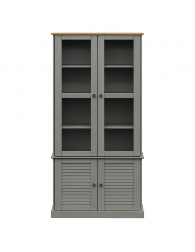 Vetrina VIGO 85x35x170 cm in Legno Massello di Pino Grigio