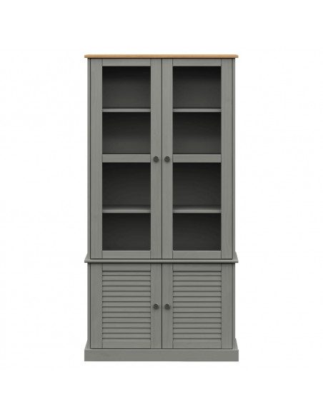 Vetrina VIGO 85x35x170 cm in Legno Massello di Pino Grigio
