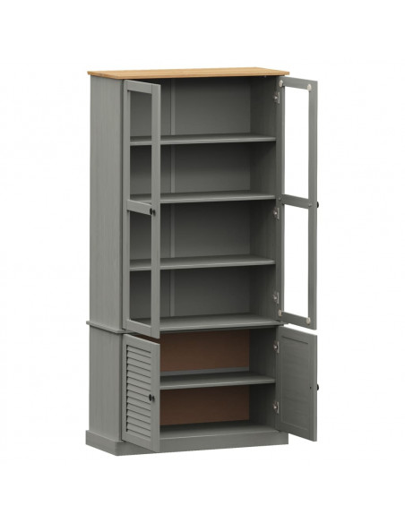 Vetrina VIGO 85x35x170 cm in Legno Massello di Pino Grigio