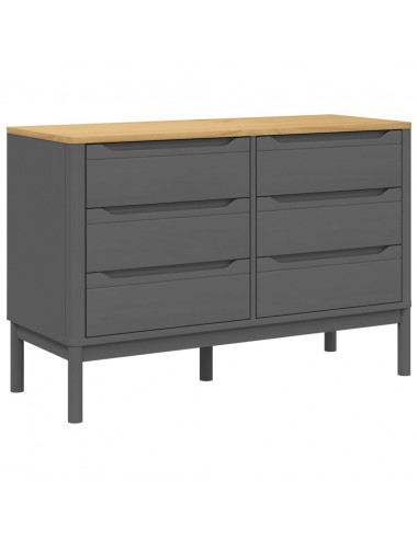 Cassettiera FLORO Grigia in Legno Massello di Pino