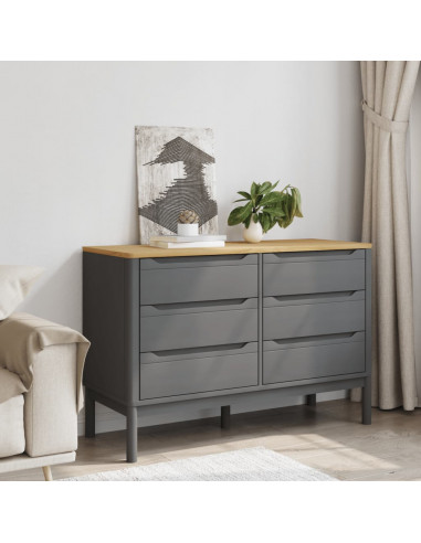 Cassettiera FLORO Grigia in Legno Massello di Pino