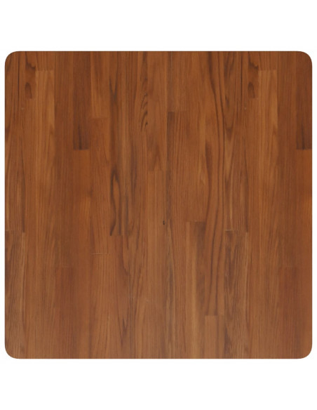 Piano Tavolo Quadrato Marrone Scuro 70x70x4cm Rovere Trattato
