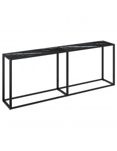 Tavolo Consolle Marmo Nero 180x35x75,5 cm in Vetro Temperato 2