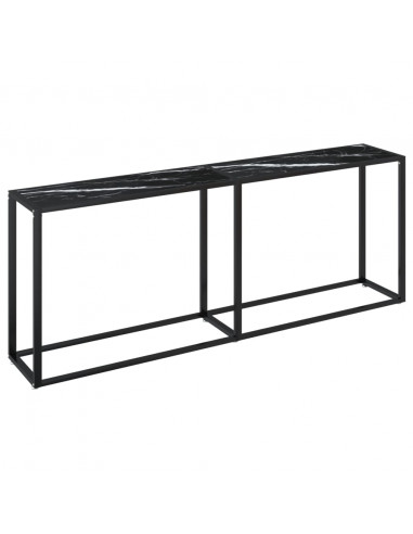 Tavolo Consolle Marmo Nero 180x35x75,5 cm in Vetro Temperato