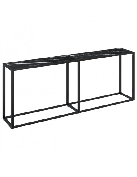 Tavolo Consolle Marmo Nero 180x35x75,5 cm in Vetro Temperato