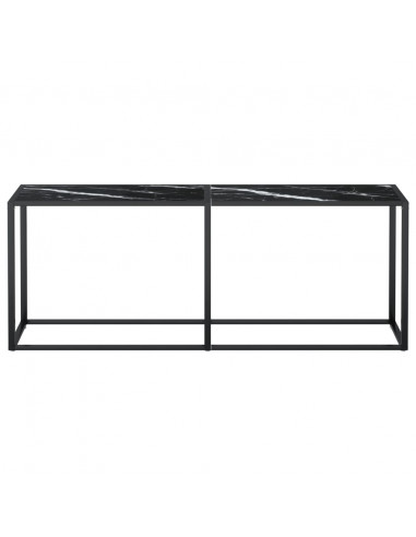 Tavolo Consolle Marmo Nero 180x35x75,5 cm in Vetro Temperato