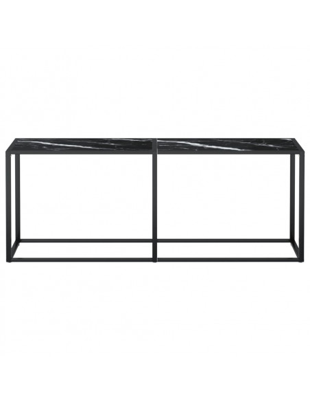 Tavolo Consolle Marmo Nero 180x35x75,5 cm in Vetro Temperato