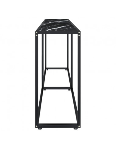 Tavolo Consolle Marmo Nero 180x35x75,5 cm in Vetro Temperato