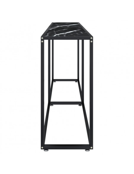 Tavolo Consolle Marmo Nero 180x35x75,5 cm in Vetro Temperato