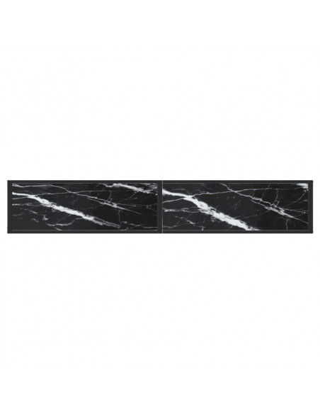 Tavolo Consolle Marmo Nero 180x35x75,5 cm in Vetro Temperato