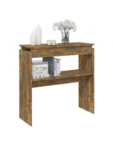 Tavolino Consolle Rovere Fumo 80x30x80 cm in Legno Multistrato