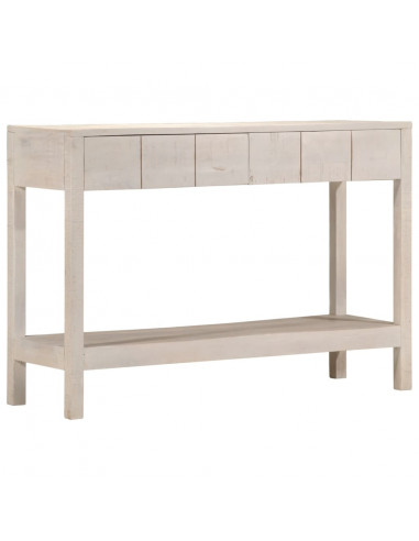 Tavolo Consolle Bianco 110x35x75cm Legno Massello di Mango