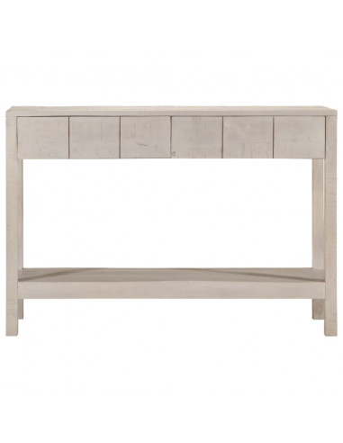 Tavolo Consolle Bianco 110x35x75cm Legno Massello di Mango