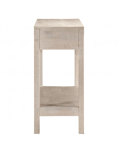 Tavolo Consolle Bianco 110x35x75cm Legno Massello di Mango