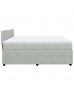 Giroletto a Molle con Materasso Grigio Chiaro 180x200cm Velluto 2