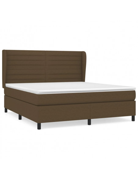 Giroletto a Molle con Materasso Marrone Scuro 160x200cm Tessuto
