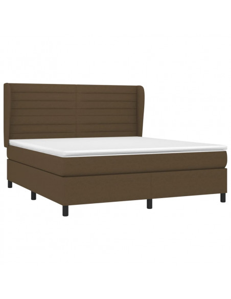 Giroletto a Molle con Materasso Marrone Scuro 160x200cm Tessuto