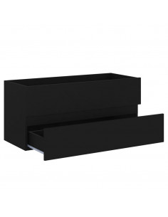 Mobile con Lavabo Integrato Nero in Legno Multistrato 2