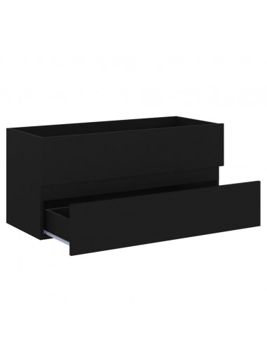 Mobile con Lavabo Integrato Nero in Legno Multistrato