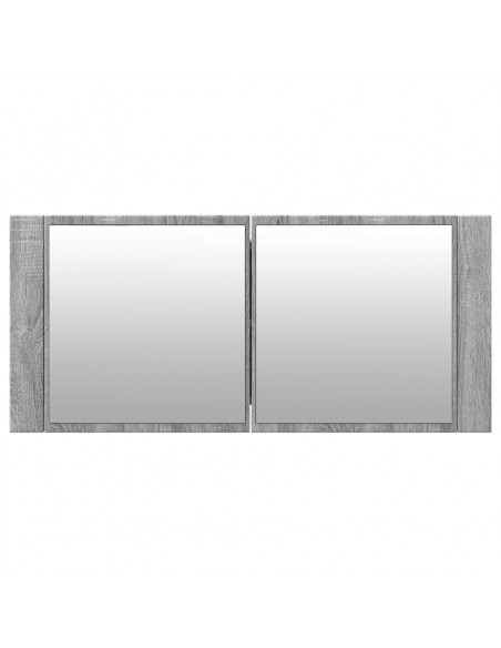 Armadietto Specchio con LED da Bagno Grigio Sonoma 100x12x45 cm