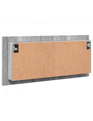 Armadietto Specchio con LED da Bagno Grigio Sonoma 100x12x45 cm