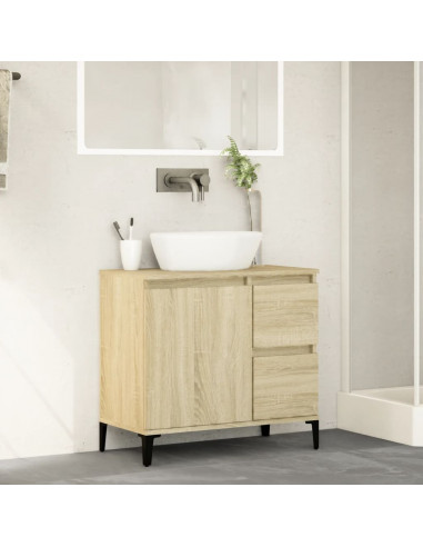 Armadietto da Bagno Rovere Sonoma 65x33x60 cm Legno Multistrato