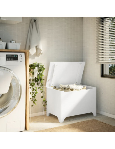 Contenitore con Coperchio RANA Bianco 80x49x54 cm Massello Pino