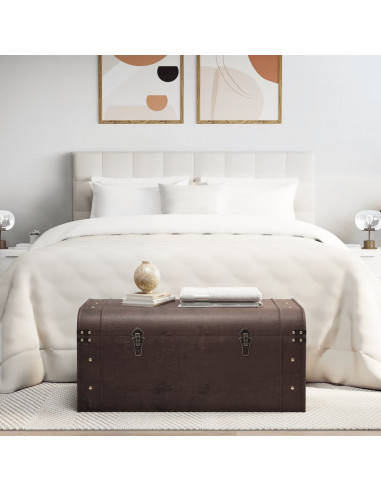 Scrigno Tesoro Chiusure Marrone Scuro 90x50x39,5cm Compensato