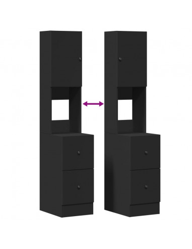 Mobile da Cucina Nero 35x50x180 cm Legno Multistrato