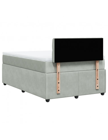 Giroletto a Molle con Materasso Grigio Chiaro 120x200cm Velluto