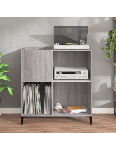 Mobile Porta Dischi Grigio Sonoma 84,5x38x89 Legno Multistrato