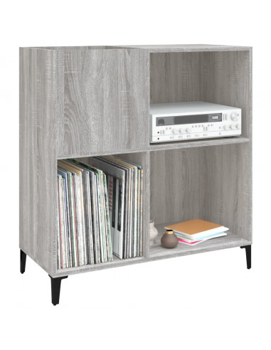 Mobile Porta Dischi Grigio Sonoma 84,5x38x89 Legno Multistrato