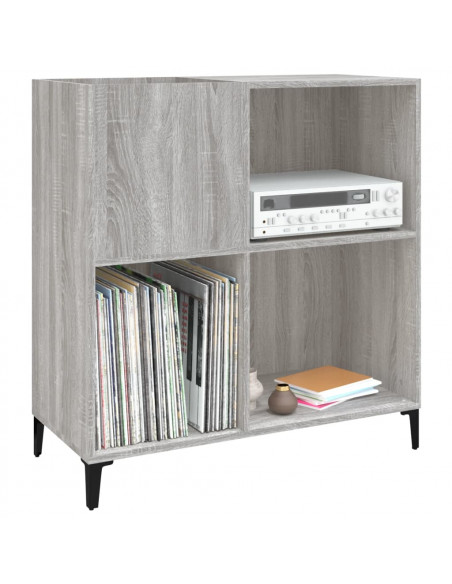 Mobile Porta Dischi Grigio Sonoma 84,5x38x89 Legno Multistrato