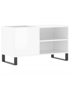 Mobile Porta Dischi Bianco Lucido 85x38x48 cm Legno Multistrato 2